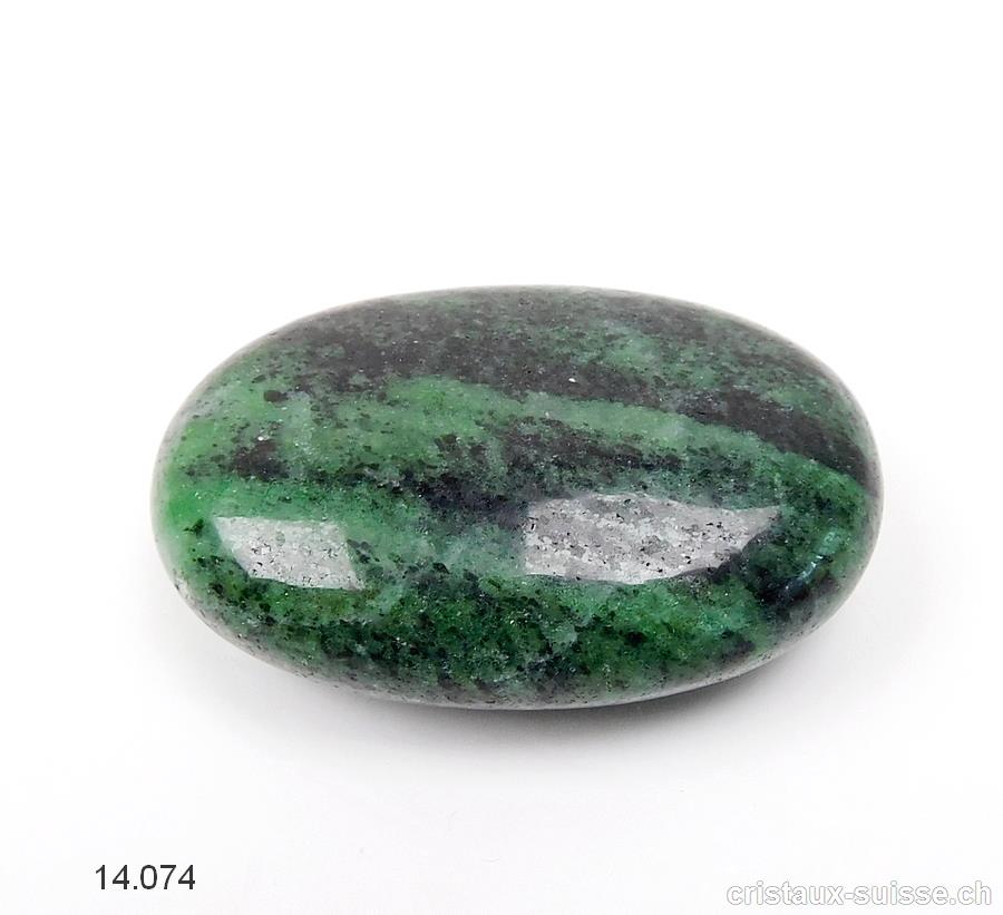 Zoïsite verte - noire, pierre anti-stress arrondie 4,5 x 3 cm