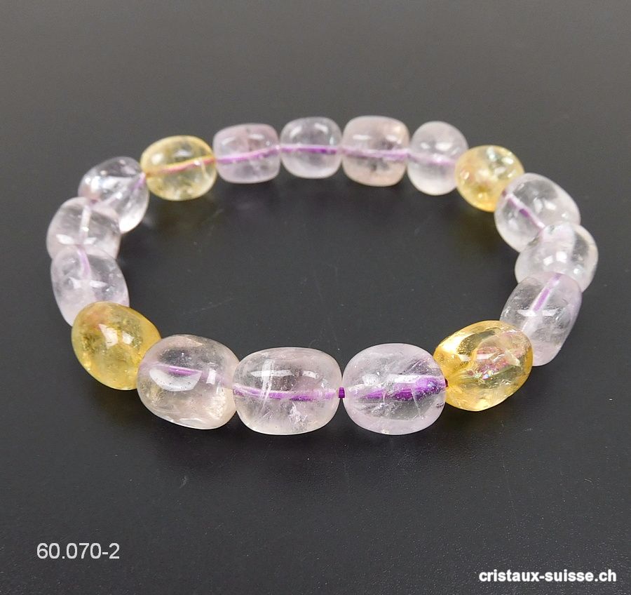 Bracelet Améthyste claire - Citrine 10-12 mm / 19,5 - 20 cm