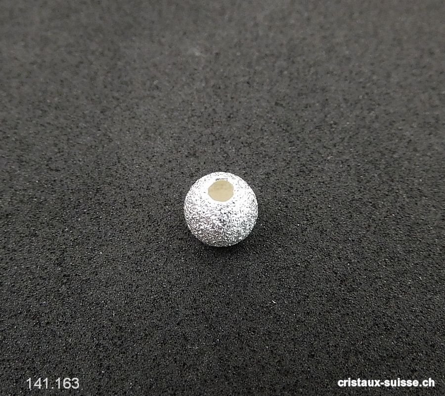 Perle 6 mm/trou 1,5 mm, argent 925 effet diamanté clair 