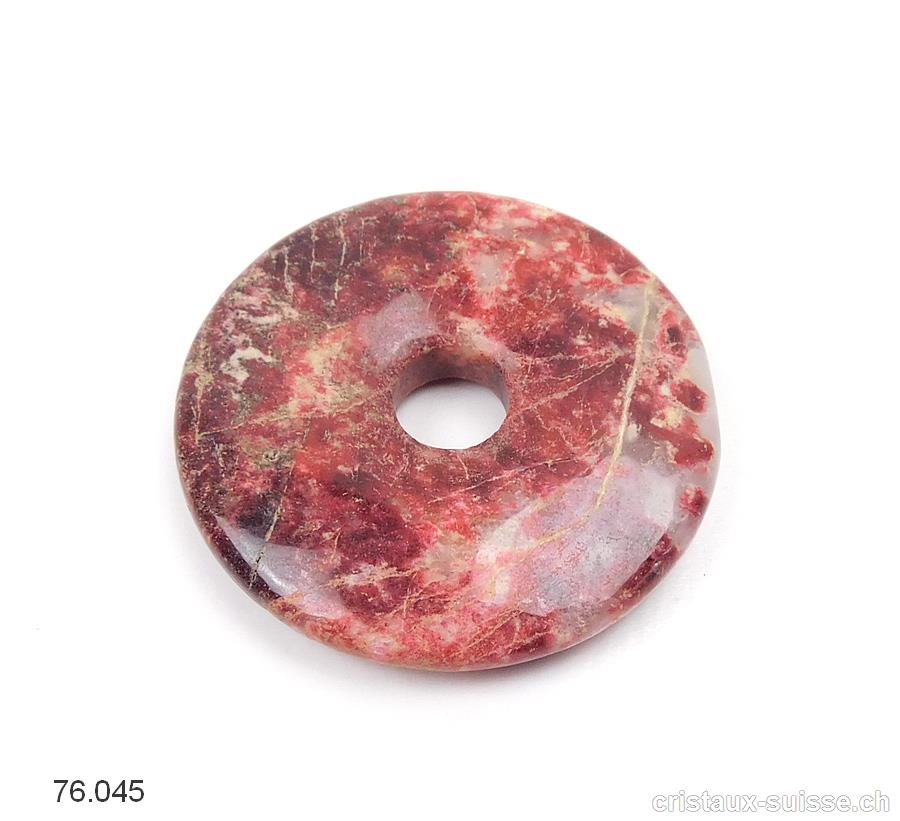 Thulite de Norvège, Zoïsite rose-rouge, Donut 4 cm. Pièce unique