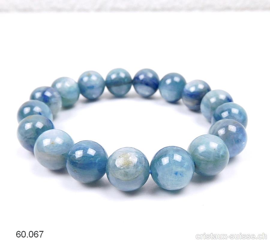 Bracelet Cyanite bleue claire - Disthène 11-12 mm, élastique 19 cm