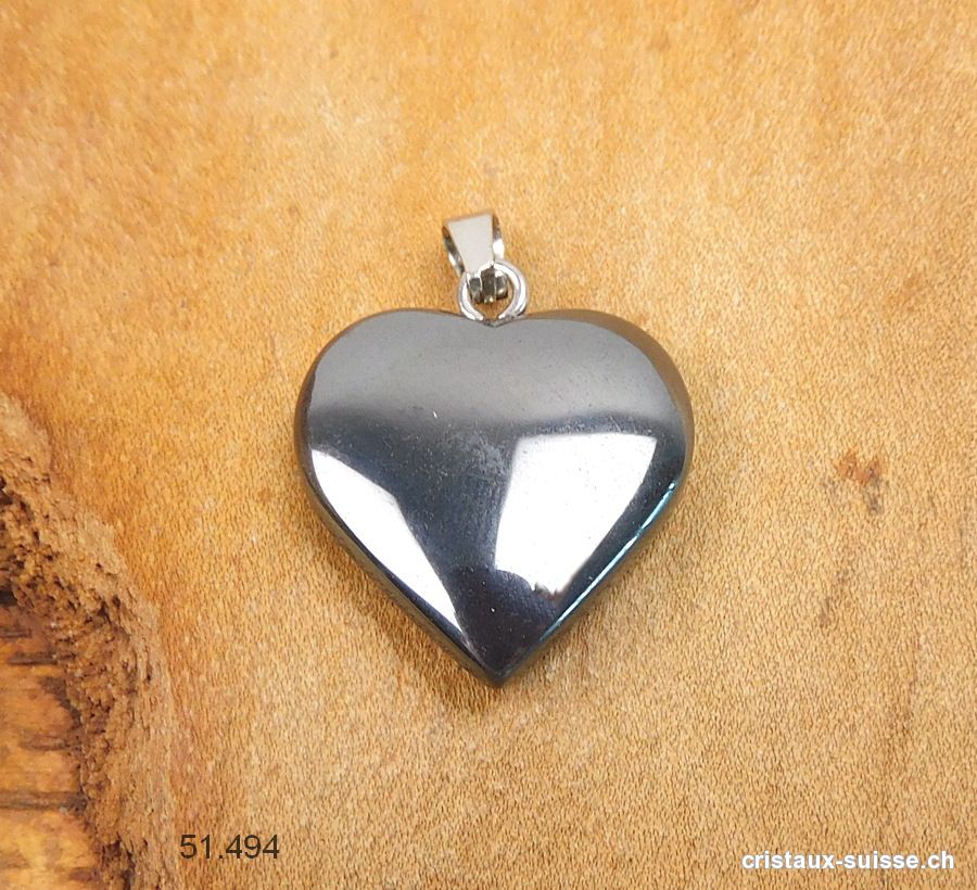 Pendentif Hématite coeur 2 cm avec boucle métal