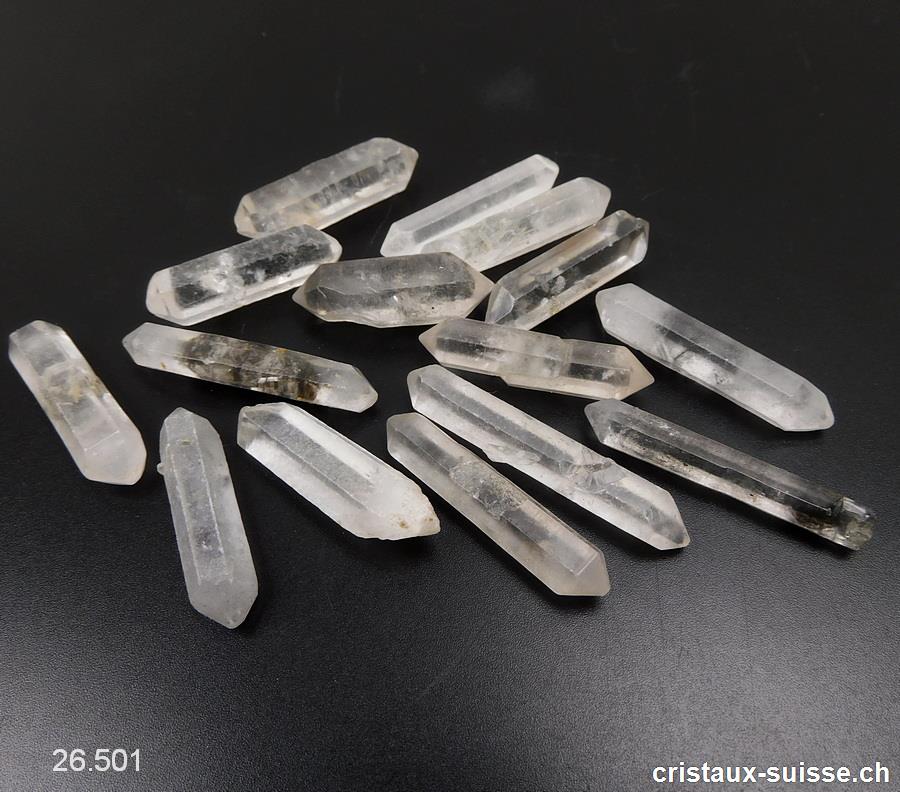 Cristal de roche biterminé brut 3 à 4,5 cm/3,5 - 5,5 grammes.