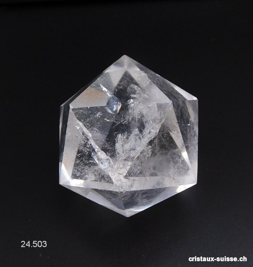 Icosaèdre Cristal de Roche 4 cm. Pièce unique 117 grammes