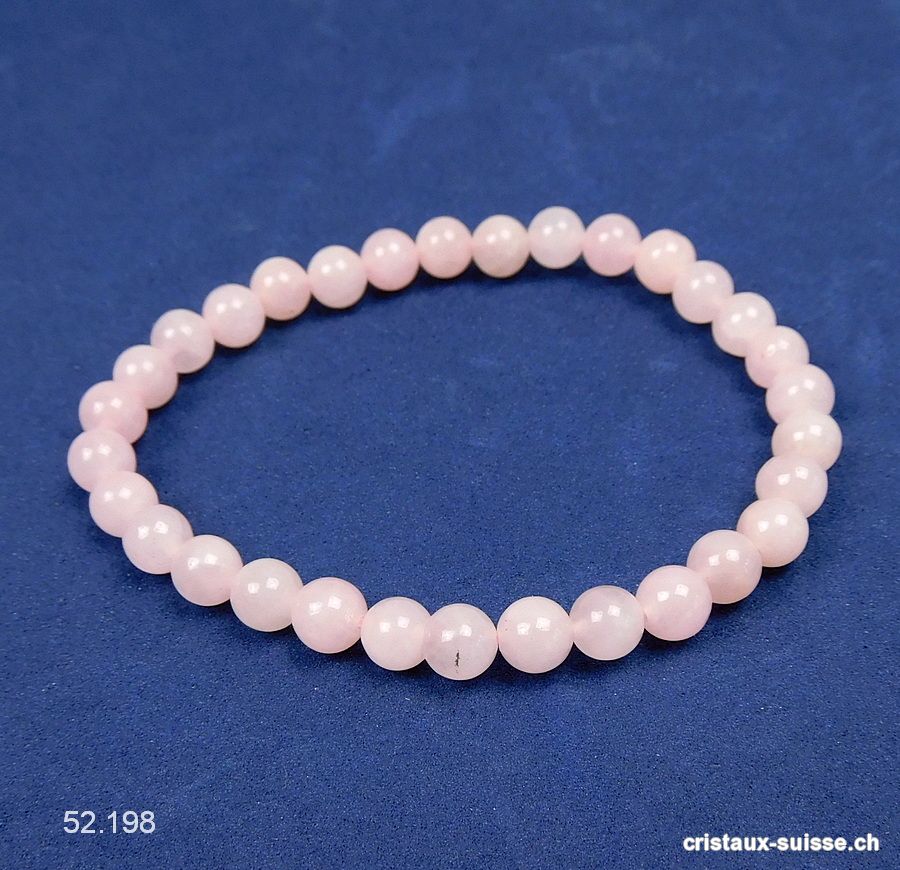 Bracelet Quartz Rose 6 mm / 18,5-19 cm. Taille M