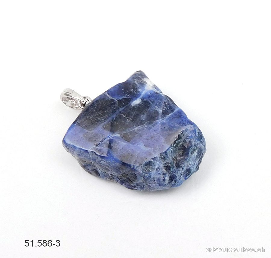 Pendentif Sodalite polie en relief, boucle argent 925. Pièce unique