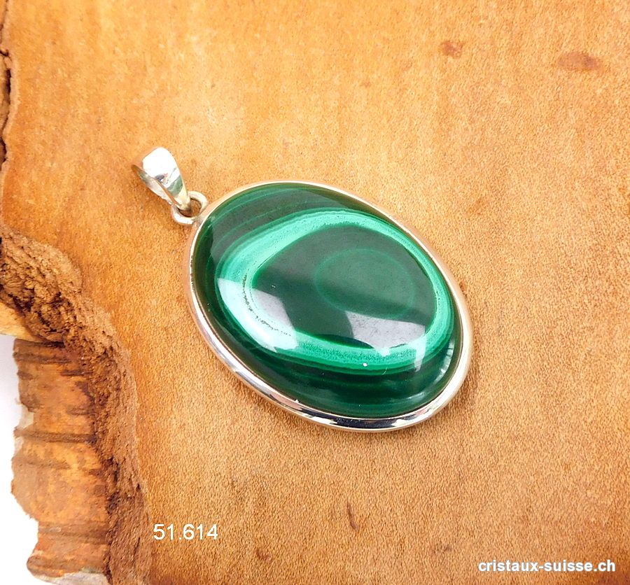 Pendentif Malachite du Congo en argent 925. Pièce unique