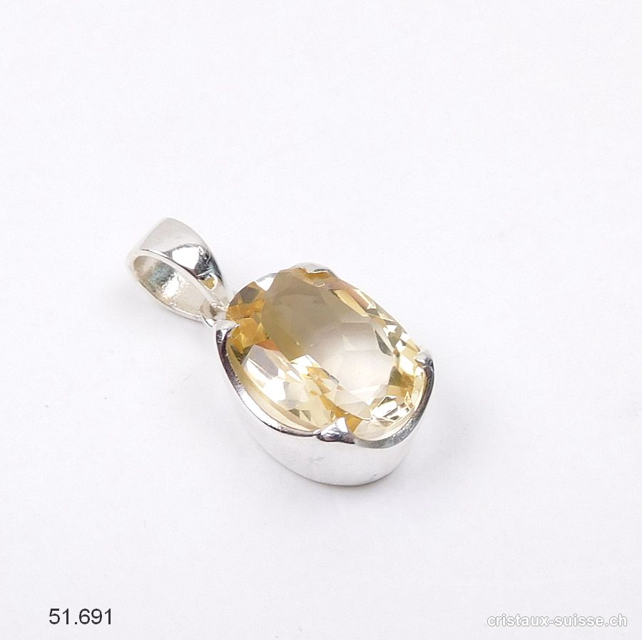 Pendentif Citrine facettée en argent 925