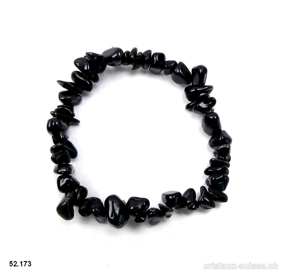 Bracelet Obsidienne noire - fumée, élastique 16,5 - 17 cm. T. XS-S