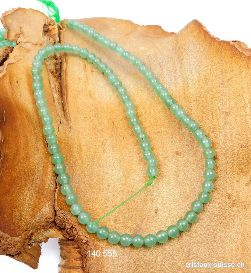 Rang Aventurine verte 4,5 - 5 mm / 37,5 cm, env. 80 boules. Offre Spéciale