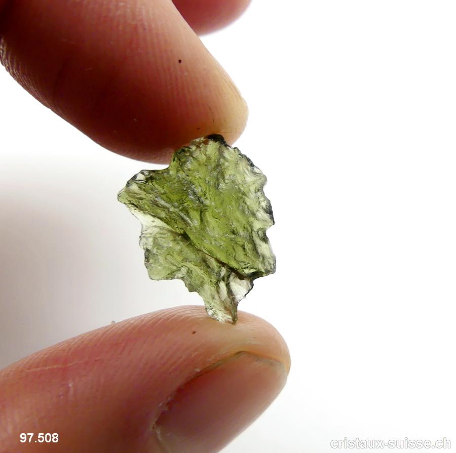 Moldavite 1,5 x 1,2 x 0,5 cm. Pièce unique 3,9 carats