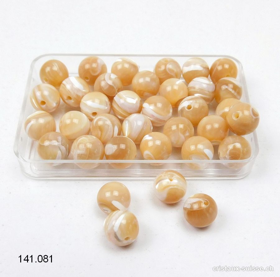 Nacre beige, boule percée 8 - 8,5 mm