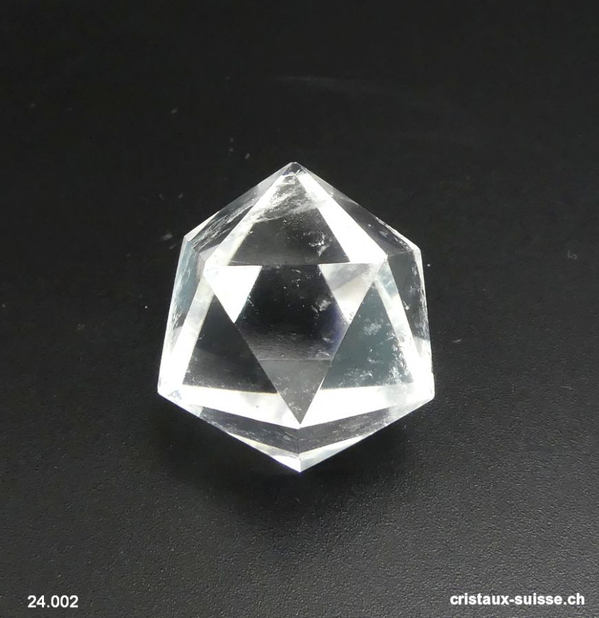 Icosaèdre Cristal de Roche diagonale 2,6 cm. Pièce unique