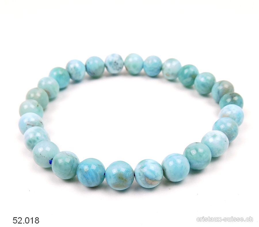 Bracelet Larimar bleu-vert 7,2 mm / 18 cm. Offre Spéciale