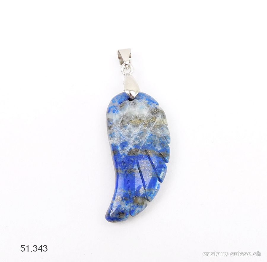 Pendentif Lapis-Lazuli, Aile d'Ange 3,5 cm avec boucle métal