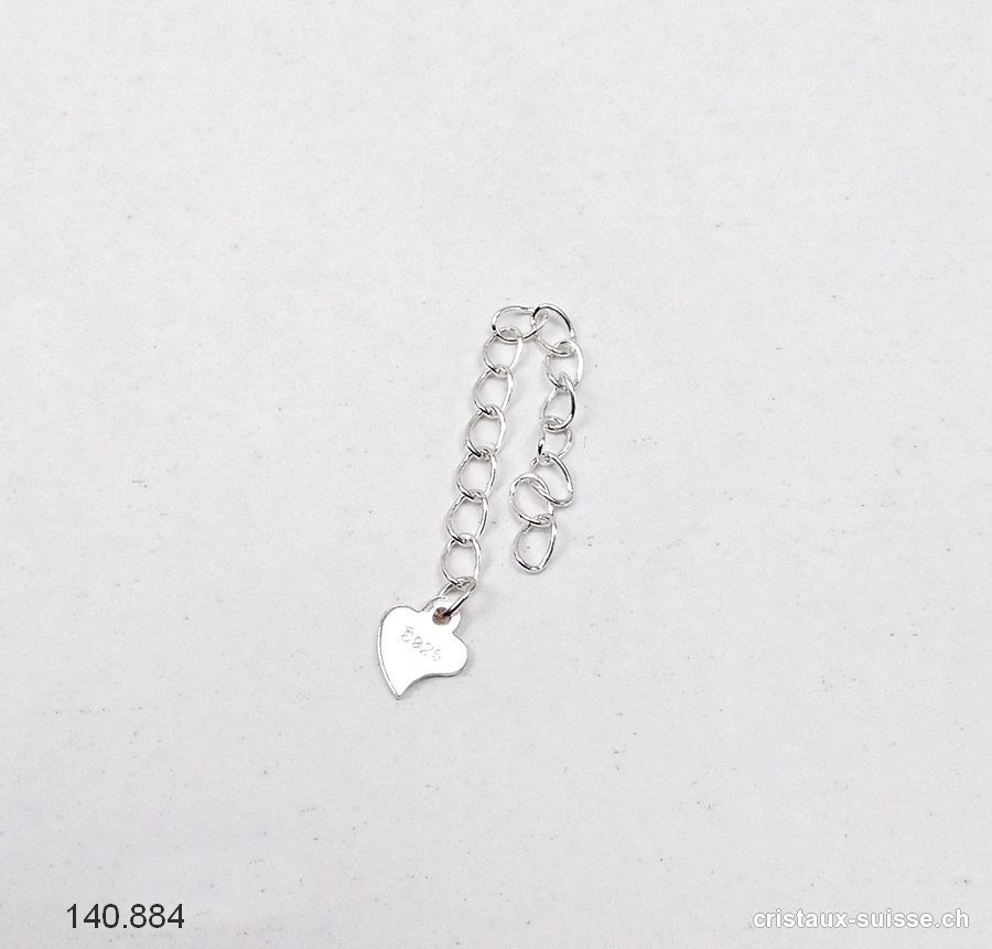 Chaînette de rallonge en argent 925 avec coeur plat. Offre Spéciale