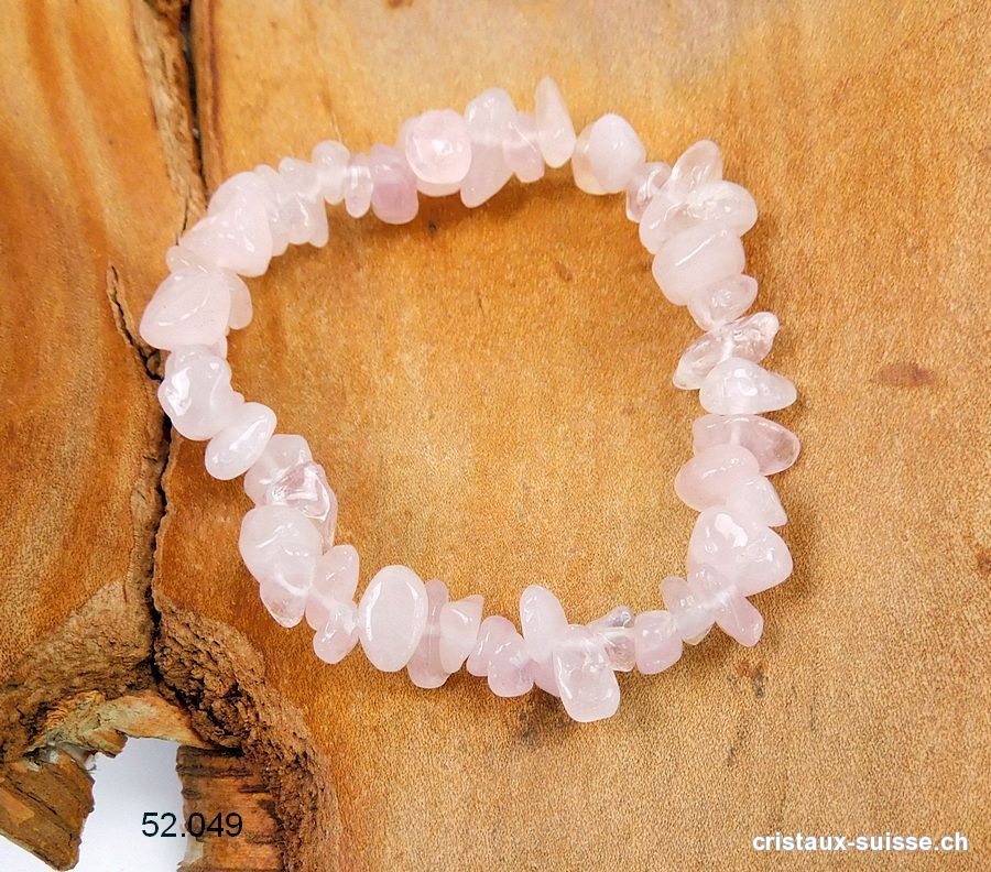 Bracelet Quartz rose, élastique 14,5 - 15 cm