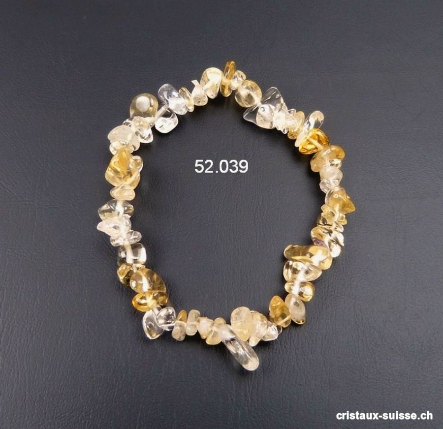 Bracelet Citrine, élastique 18-18,5 cm. Taille M