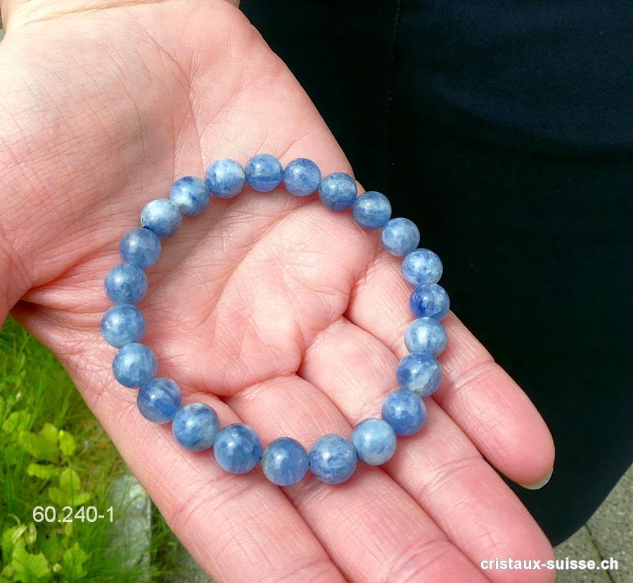 Bracelet Cyanite bleue - Disthène 8 mm / 18,5 cm. Pièce unique