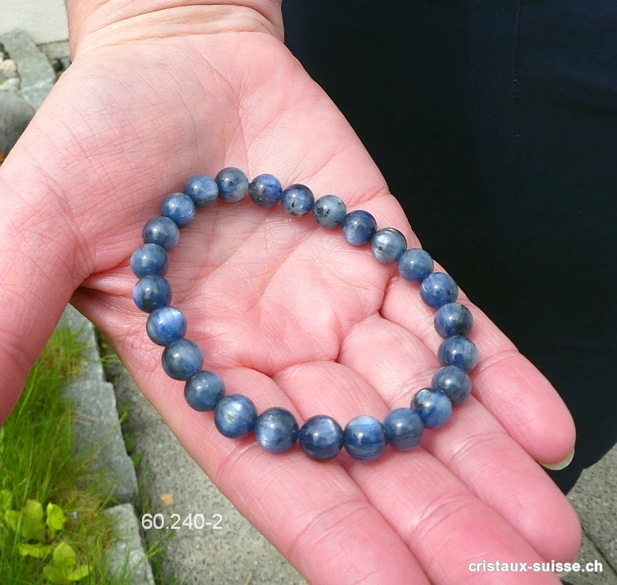 Bracelet Cyanite bleue - Disthène 7,5 mm / 19 cm. Pièce unique