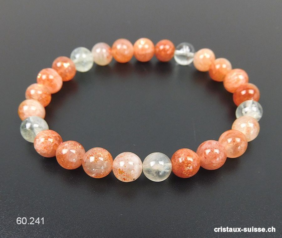 Bracelet Pierre de Soleil 7 mm, élastique 17,5 cm
