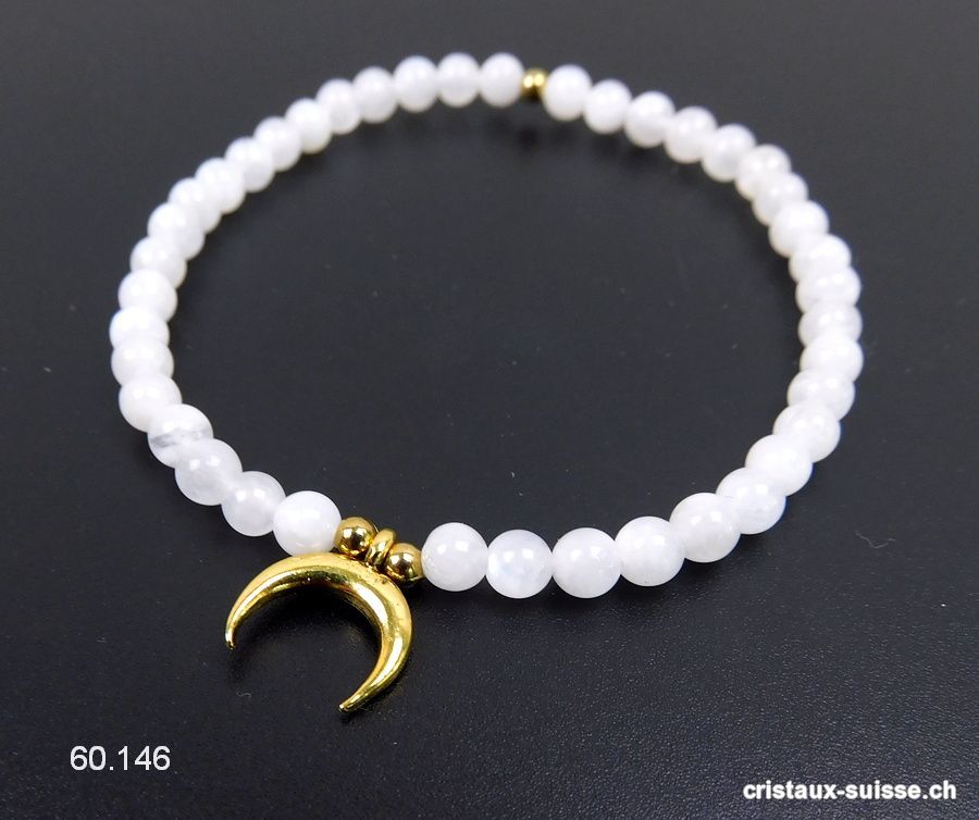 Bracelet Pierre de Lune blanche 4 mm / 18 cm avec LUNE