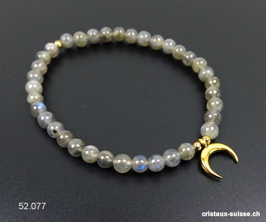 Bracelet Labradorite 5 mm / 18,5 cm avec LUNE