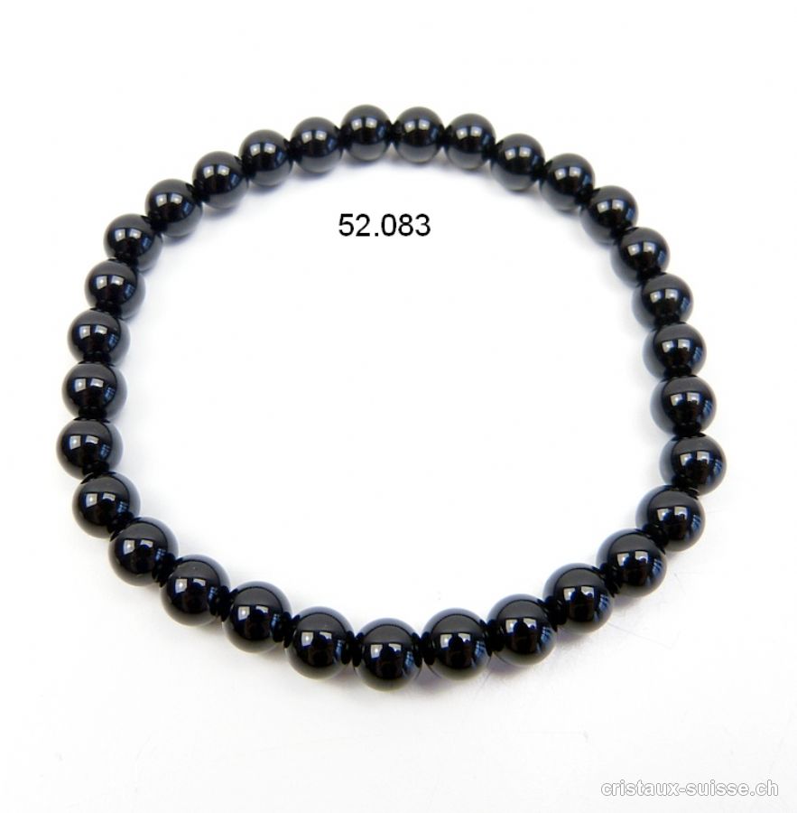 Bracelet Onyx noir 6 - 6,5 mm, élastique 19 cm. Taille ML