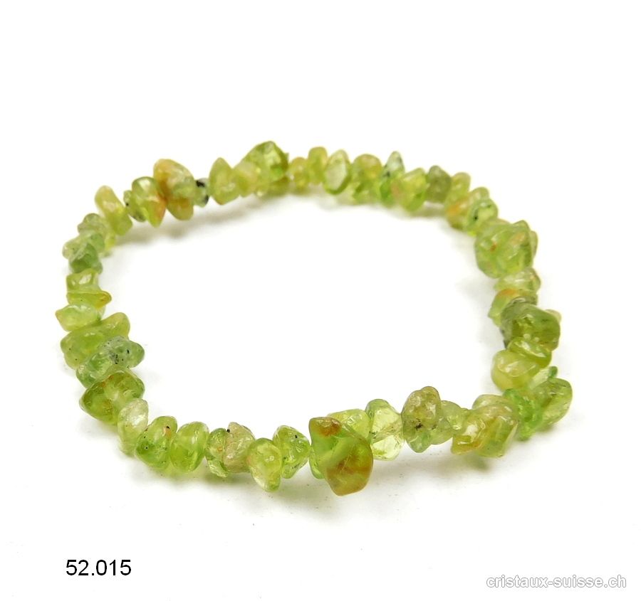 Bracelet Péridot - Olivine, élastique 18,5 - 19 cm. OFFRE SPECIALE