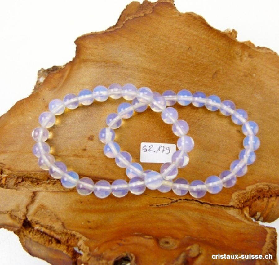 Bracelet Opaline - Opalite 8 mm, élastique 17,5 - 18 cm. Taille S-M