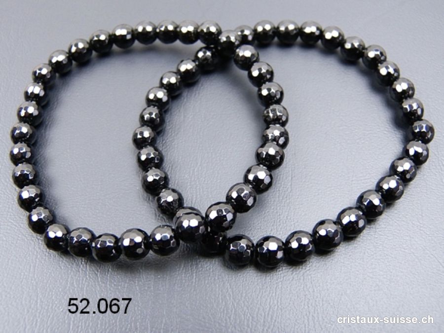 Bracelet Tourmaline noire FACETTÉE 6 mm / 19 cm