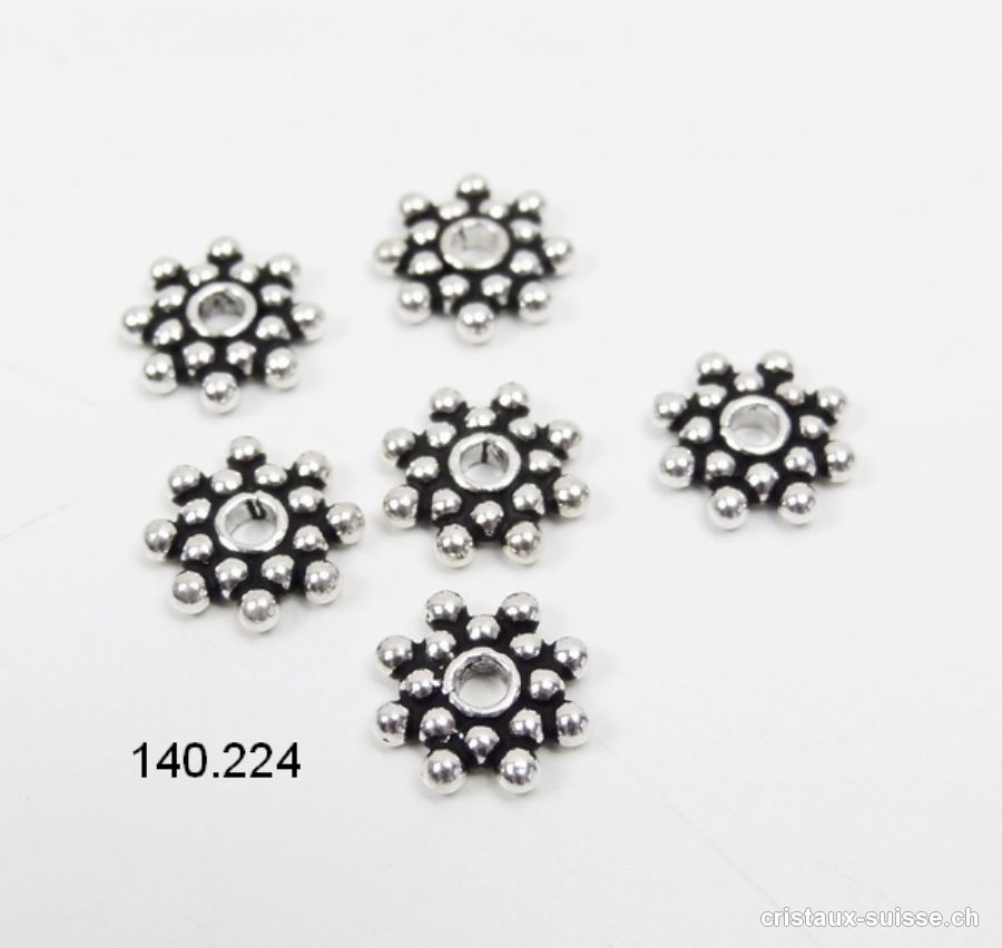 1 pièce Fleur Ethno 10 mm, Intercalaire en argent 925 vieilli