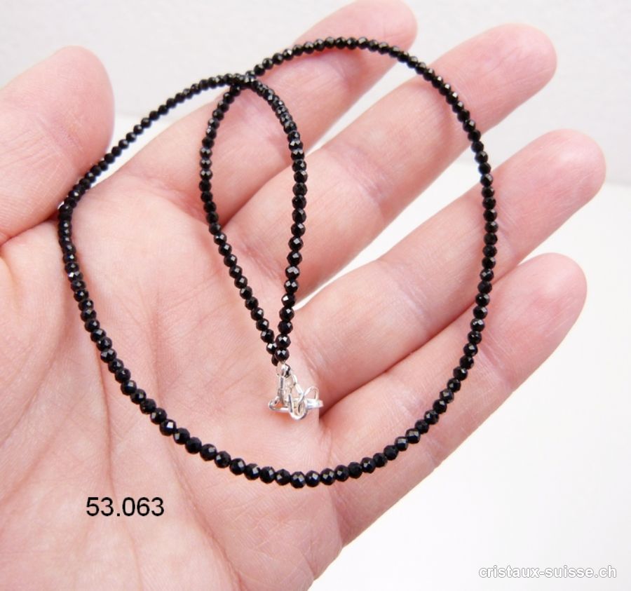 Collier Spinelle noir facetté 3 mm / 45 cm