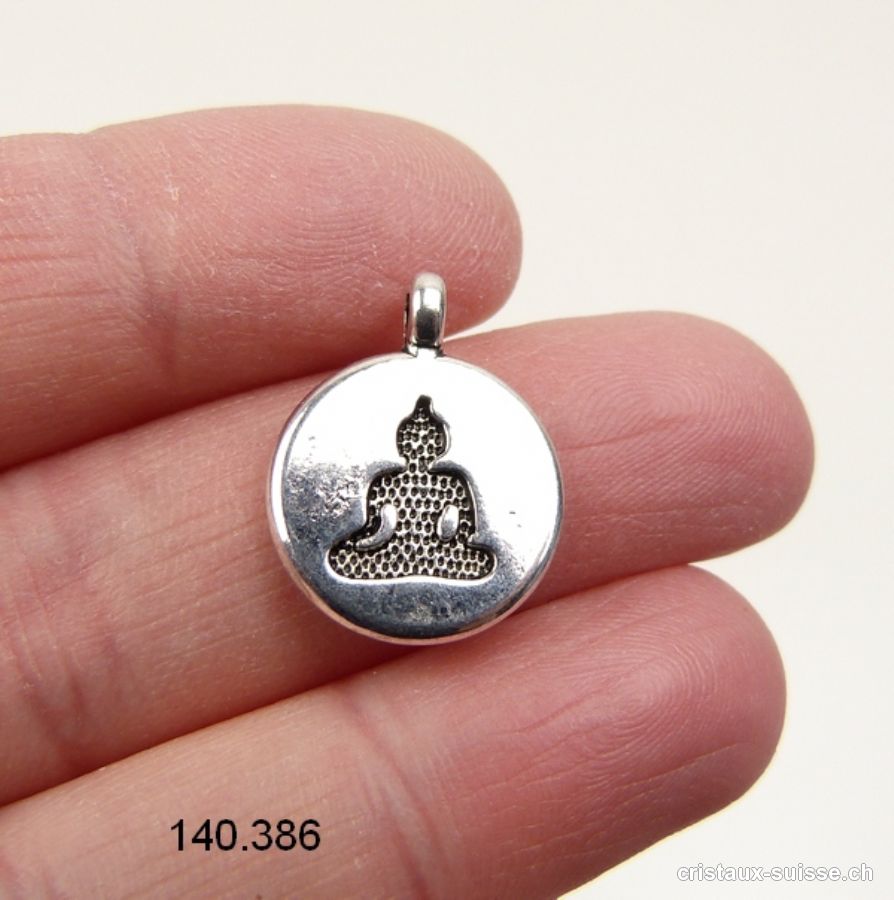 Charm Bouddha en métal argenté, diam. 1,5 cm. OFFRE SPÉCIALE