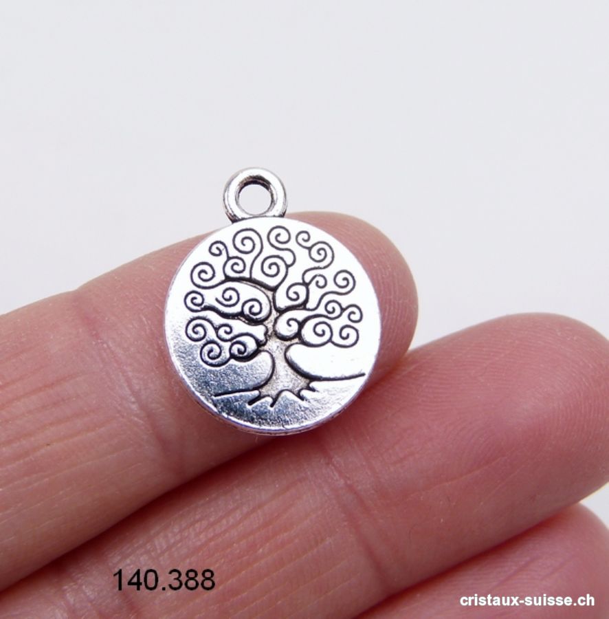 Charm Arbre de Vie en métal argenté, diam. 1,5 cm. OFFRE SPÉCIALE 