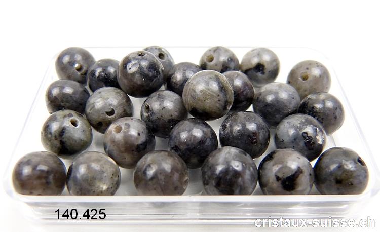 Larvikite - Labradorite grise - boule percée 8,5 mm