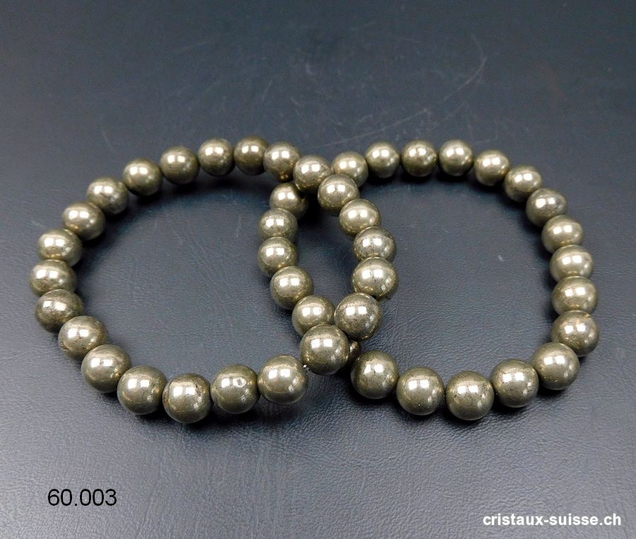 Bracelet Pyrite boules 8 mm / 18,5 - 19 cm