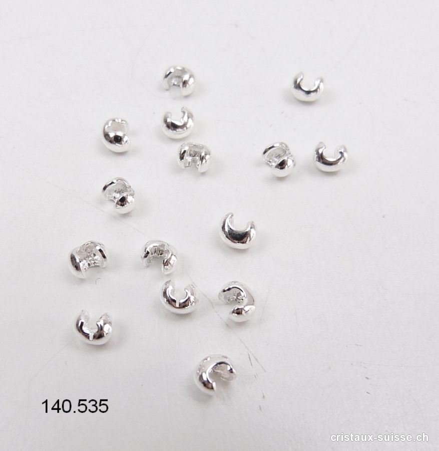 Boule cache-noeud à pincer SANS oeillet 3,5 mm argent 925