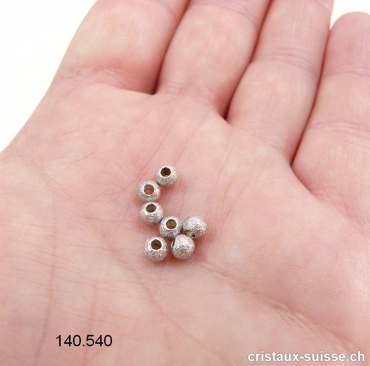 1 x Perle en argent 925 effet diamanté clair 4 mm / trou 1,2 mm. OFFRE SPECIALE