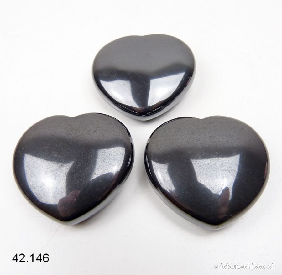 Coeur Hématite satiné 4,2 x 4 x 1,4 cm. Qualité AB. OFFRE SPECIALE