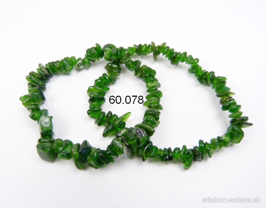 Bracelet Chromdiopside - Diopside chromifère, élastique 17,5 cm. Taille S-M