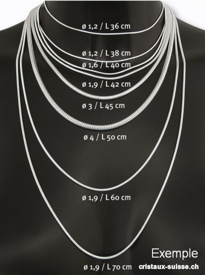 Chaîne Serpent ronde en argent 925, L. 70 cm 