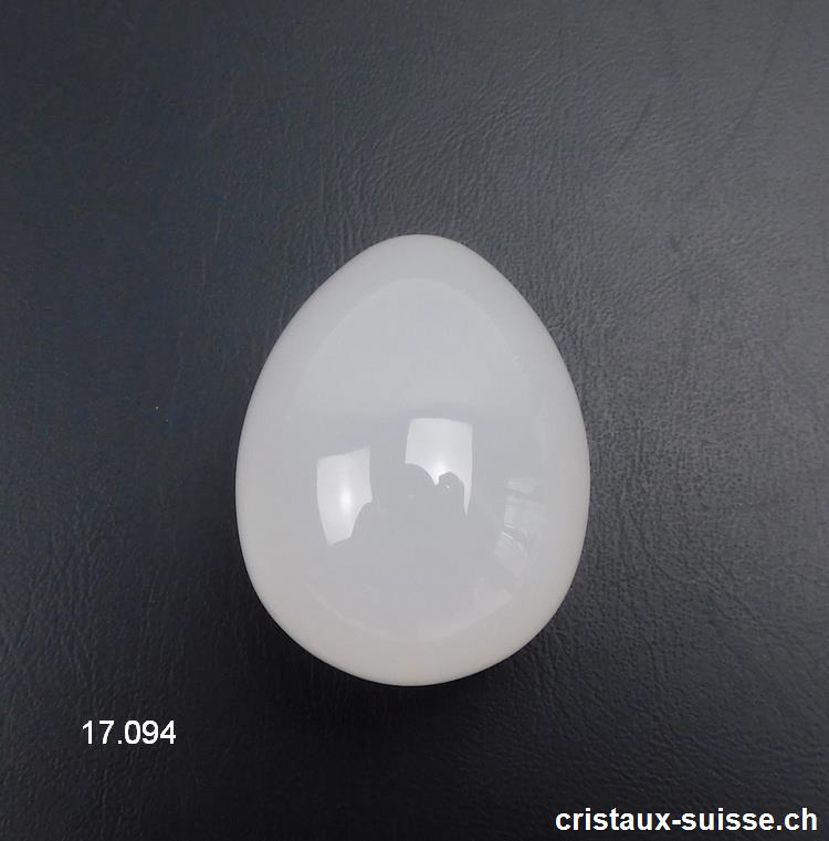 1 Oeuf YONI Cristal de Roche laiteux 4 x 3 cm. Taille M, non percé. OFFRE SPECIALE