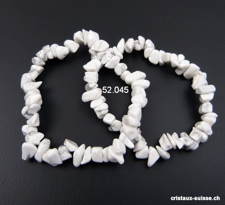 Bracelet Magnésite - Howlite blanche, élastique 17 - 18 cm