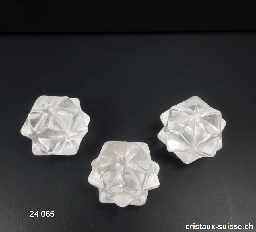 Icosaèdre - Météorite - Cristal de Roche 2,7 - 2,9 cm, 30 à 35 grammes