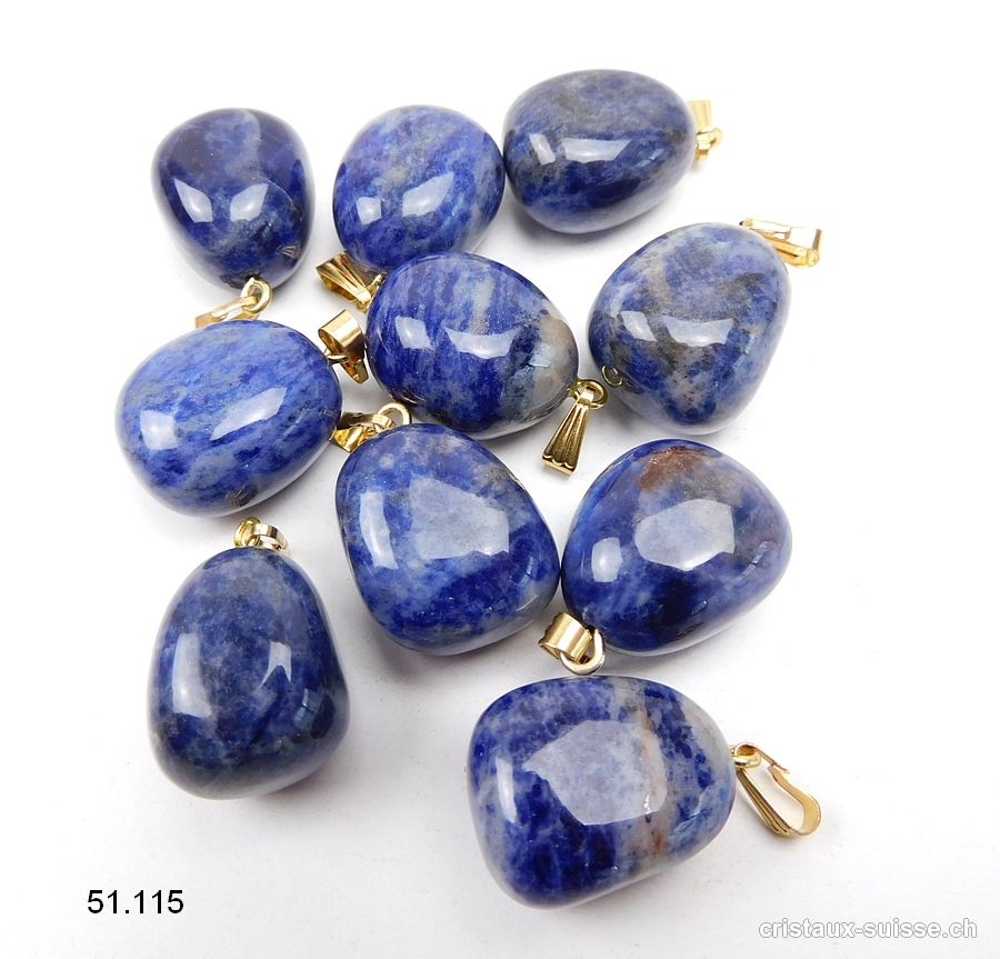 Pendentif Sodalite avec boucle métal doré