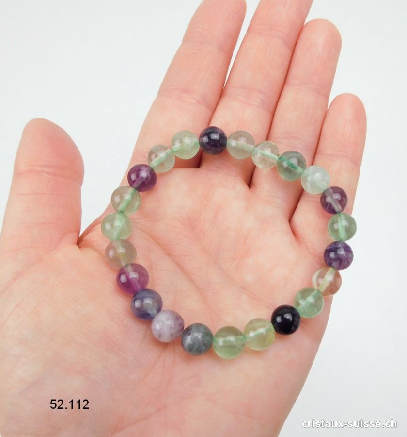 BRACELET PIERRES POLIES FLUORINE  LITHOTHÉRAPIE Maât ostéoporose 8mm fluorite