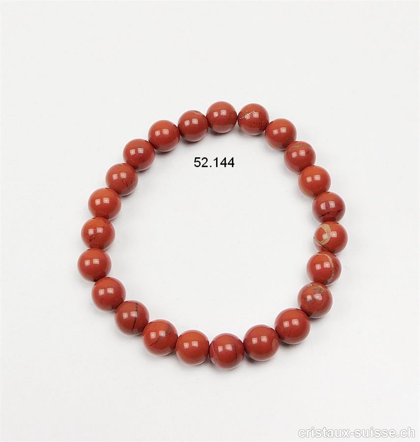 Bracelet Jaspe rouge brique 8 - 9 mm, élastique 18,5 - 19 cm