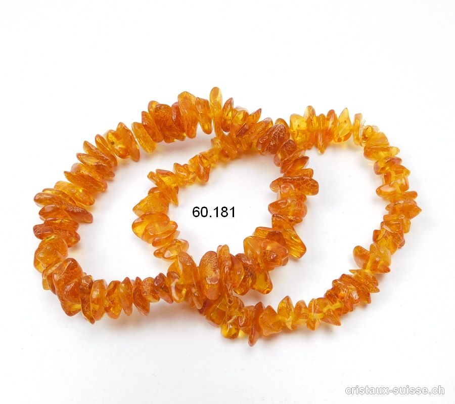 Bracelet Ambre de la Baltique 8 - 12 mm, élastique 19 cm. Taille M-L