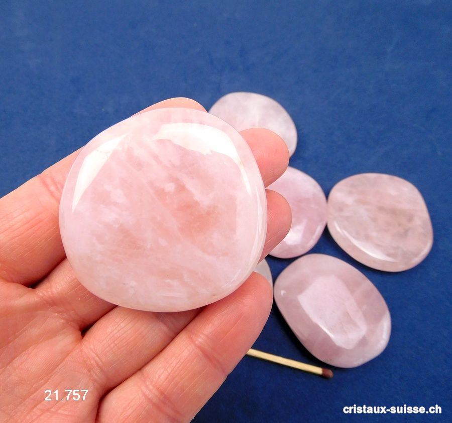 Quartz rose plat, clair 4,5 - 5 cm x épais. 1 cm. Taille XL